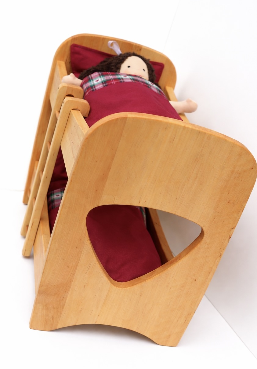 Puppen-Etagenbett aus geöltem Erlenholz – Bild 2